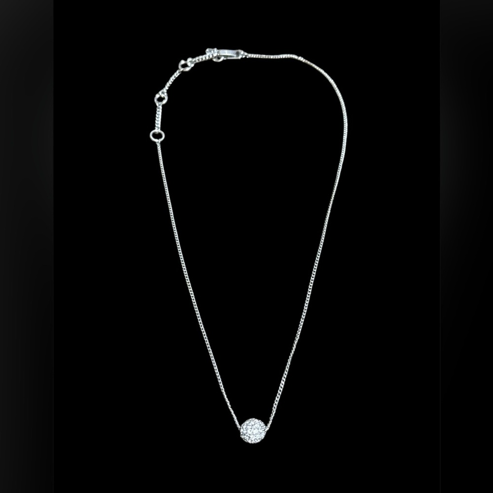 Vintage Givenchy silver tone necklace with crystal ball pendant